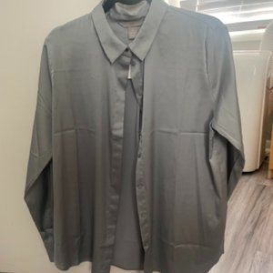 Blue button-up blouse